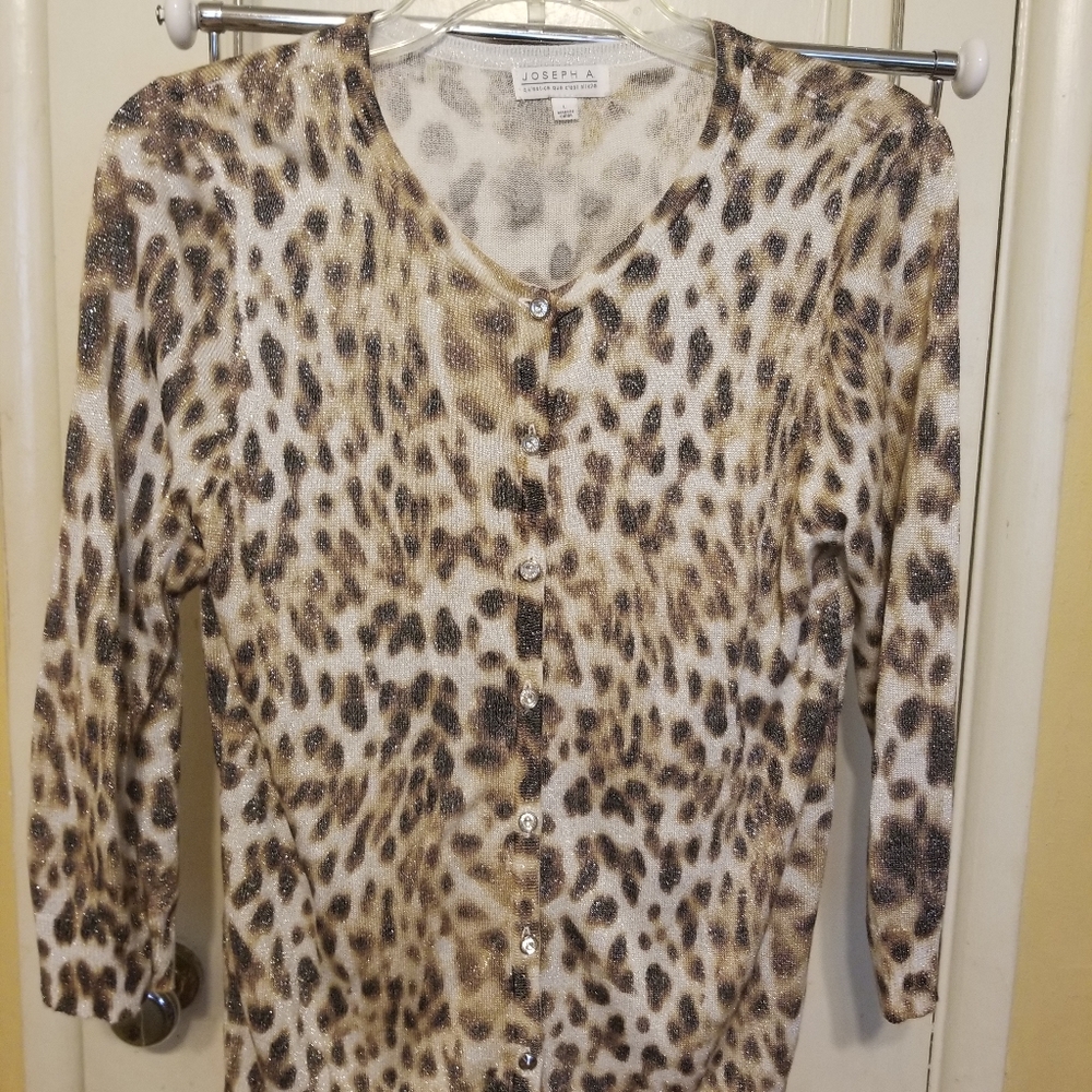 Joseph A leopard print cardigan sz L